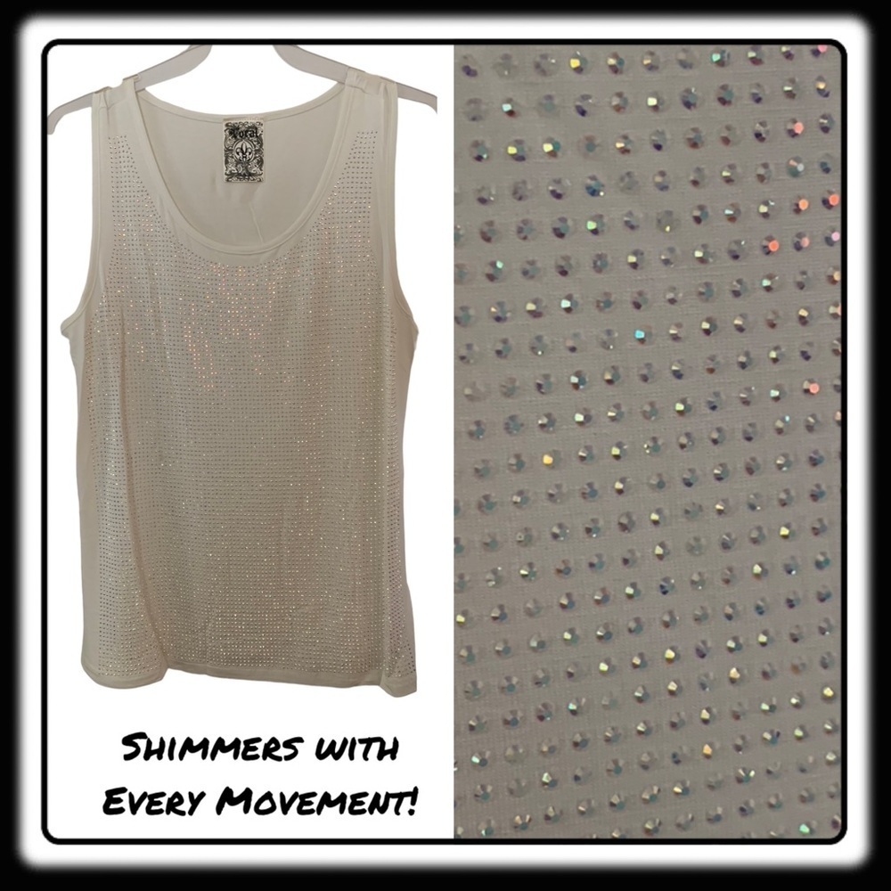 NWT VOCAL ivory rhinestone tank size LARGE, Gorgeous and versatile!